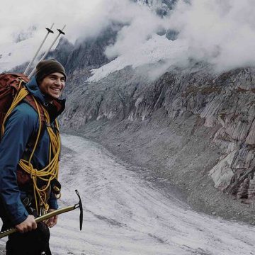 Dangerous Ice Climbing . New Variation in Swiss Alps